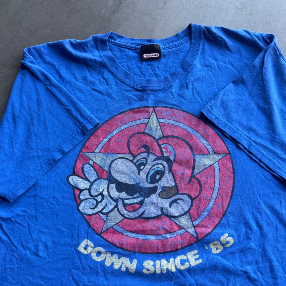 Nintendo Super Mario Down Since 85 Graphic T-Shirt Blue 2007 Mens Large L